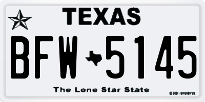 TX license plate BFW5145