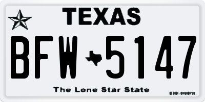 TX license plate BFW5147