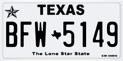 TX license plate BFW5149
