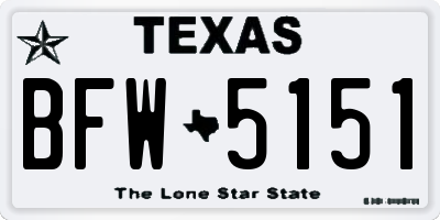 TX license plate BFW5151