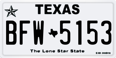 TX license plate BFW5153