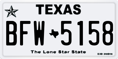 TX license plate BFW5158