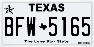 TX license plate BFW5165