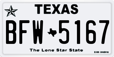 TX license plate BFW5167