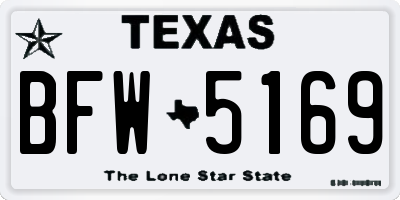 TX license plate BFW5169