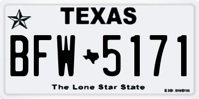 TX license plate BFW5171