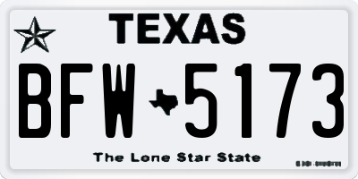 TX license plate BFW5173