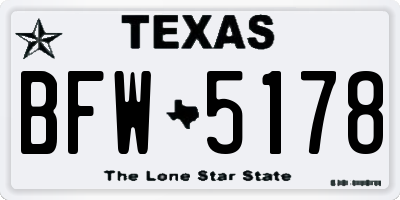 TX license plate BFW5178