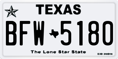 TX license plate BFW5180