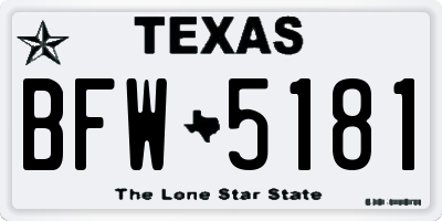 TX license plate BFW5181