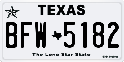 TX license plate BFW5182