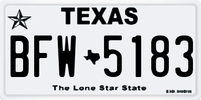 TX license plate BFW5183