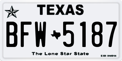 TX license plate BFW5187