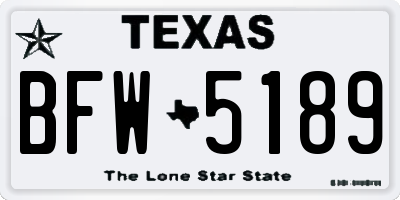 TX license plate BFW5189