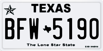 TX license plate BFW5190