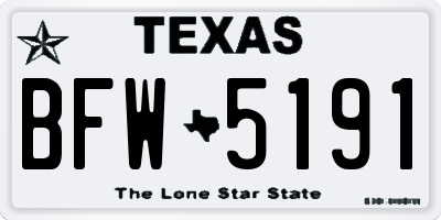 TX license plate BFW5191