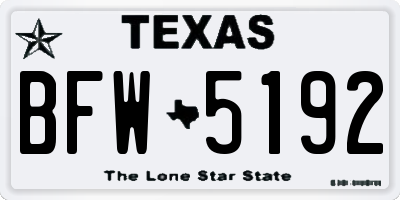 TX license plate BFW5192