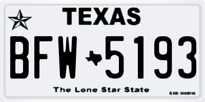TX license plate BFW5193