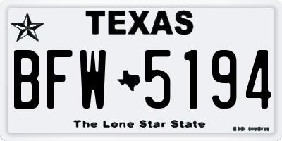 TX license plate BFW5194