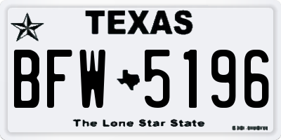 TX license plate BFW5196