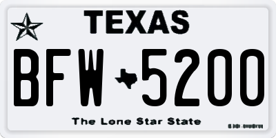 TX license plate BFW5200