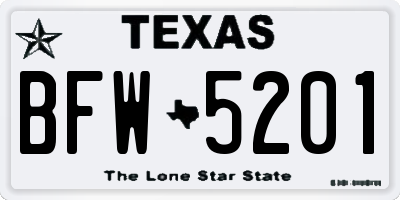 TX license plate BFW5201