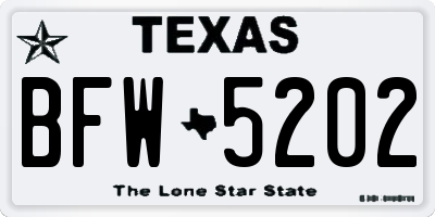 TX license plate BFW5202
