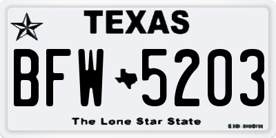 TX license plate BFW5203