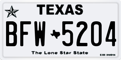 TX license plate BFW5204