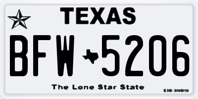 TX license plate BFW5206