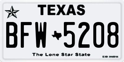 TX license plate BFW5208