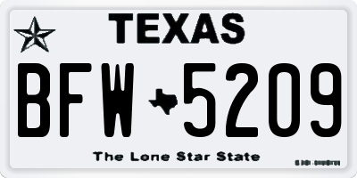 TX license plate BFW5209