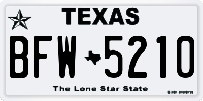 TX license plate BFW5210