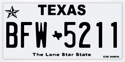 TX license plate BFW5211