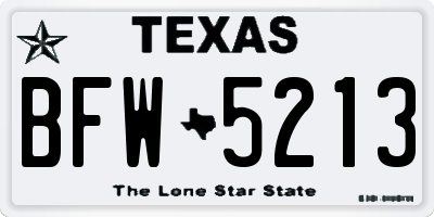 TX license plate BFW5213