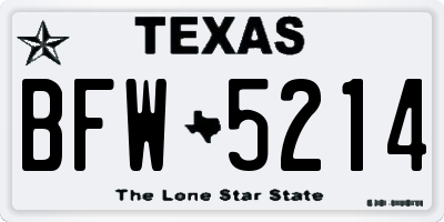 TX license plate BFW5214