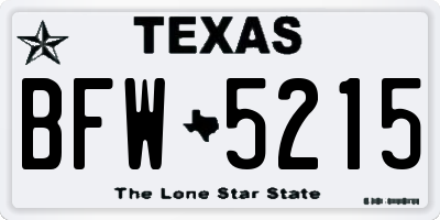 TX license plate BFW5215