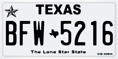 TX license plate BFW5216