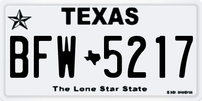 TX license plate BFW5217