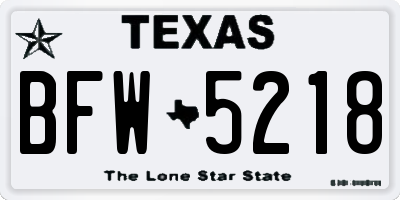 TX license plate BFW5218