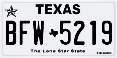 TX license plate BFW5219