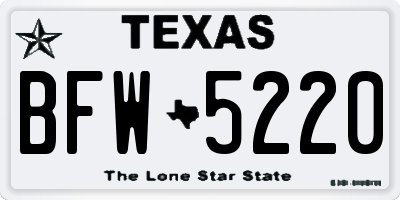 TX license plate BFW5220