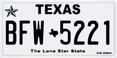 TX license plate BFW5221