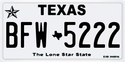 TX license plate BFW5222