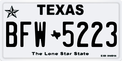TX license plate BFW5223