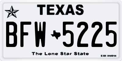 TX license plate BFW5225