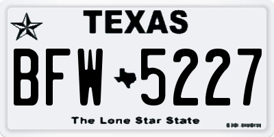 TX license plate BFW5227