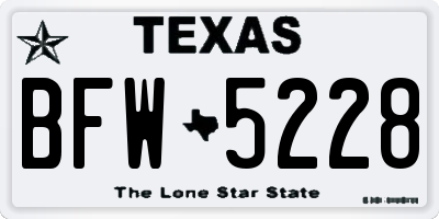 TX license plate BFW5228