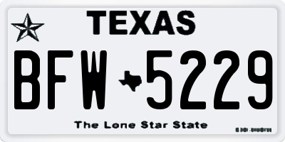 TX license plate BFW5229