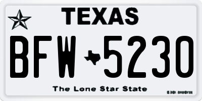 TX license plate BFW5230